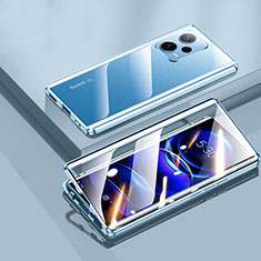 Funda Bumper Lujo Marco de Aluminio Espejo 360 Grados Carcasa P02 para Xiaomi Redmi Note 12 Explorer Azul