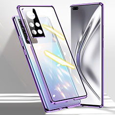 Funda Bumper Lujo Marco de Aluminio Espejo 360 Grados Carcasa P03 para Huawei Honor V40 5G Morado