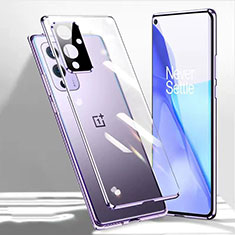 Funda Bumper Lujo Marco de Aluminio Espejo 360 Grados Carcasa P03 para OnePlus 9 5G Morado