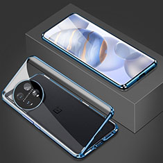 Funda Bumper Lujo Marco de Aluminio Espejo 360 Grados Carcasa P03 para OnePlus Ace 2 5G Azul