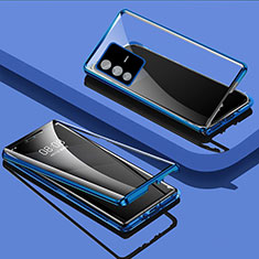 Funda Bumper Lujo Marco de Aluminio Espejo 360 Grados Carcasa P03 para Vivo V23 Pro 5G Azul
