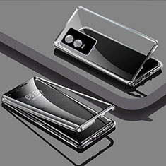 Funda Bumper Lujo Marco de Aluminio Espejo 360 Grados Carcasa P03 para Vivo Y76s 5G Plata