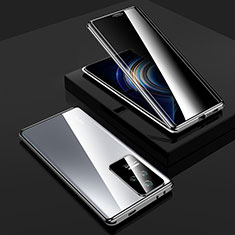 Funda Bumper Lujo Marco de Aluminio Espejo 360 Grados Carcasa P03 para Xiaomi Poco F4 5G Plata