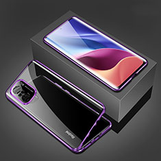 Funda Bumper Lujo Marco de Aluminio Espejo 360 Grados Carcasa P03 para Xiaomi Redmi K40 5G Morado