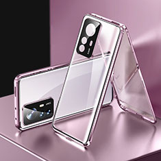 Funda Bumper Lujo Marco de Aluminio Espejo 360 Grados Carcasa P03 para Xiaomi Redmi K50 Ultra 5G Morado