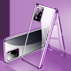 Funda Bumper Lujo Marco de Aluminio Espejo 360 Grados Carcasa P03 para Xiaomi Redmi Note 10 Pro 5G Morado