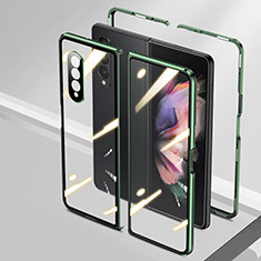 Funda Bumper Lujo Marco de Aluminio Espejo 360 Grados Carcasa P05 para Samsung Galaxy Z Fold3 5G Verde