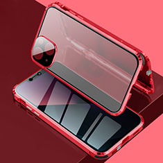 Funda Bumper Lujo Marco de Aluminio Espejo 360 Grados Carcasa para Apple iPhone 13 Mini Rojo