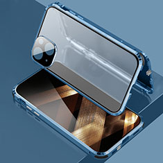 Funda Bumper Lujo Marco de Aluminio Espejo 360 Grados Carcasa para Apple iPhone 15 Plus Azul