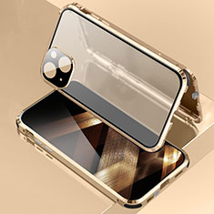 Funda Bumper Lujo Marco de Aluminio Espejo 360 Grados Carcasa para Apple iPhone 15 Plus Oro