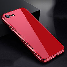 Funda Bumper Lujo Marco de Aluminio Espejo 360 Grados Carcasa para Apple iPhone 7 Rojo