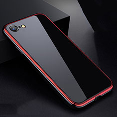 Funda Bumper Lujo Marco de Aluminio Espejo 360 Grados Carcasa para Apple iPhone 8 Rojo y Negro