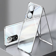 Funda Bumper Lujo Marco de Aluminio Espejo 360 Grados Carcasa para Huawei Honor 50 5G Plata