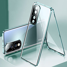 Funda Bumper Lujo Marco de Aluminio Espejo 360 Grados Carcasa para Huawei Honor 70 Pro+ Plus 5G Verde