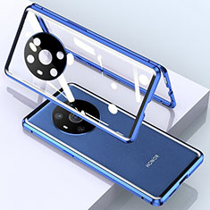 Funda Bumper Lujo Marco de Aluminio Espejo 360 Grados Carcasa para Huawei Honor Magic4 5G Azul