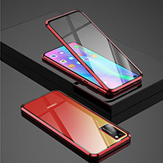 Funda Bumper Lujo Marco de Aluminio Espejo 360 Grados Carcasa para Huawei Honor V30 Pro 5G Rojo