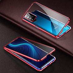 Funda Bumper Lujo Marco de Aluminio Espejo 360 Grados Carcasa para Huawei Honor X10 5G Rojo