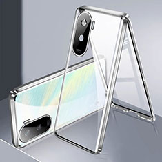 Funda Bumper Lujo Marco de Aluminio Espejo 360 Grados Carcasa para Huawei Honor X50i 5G Plata