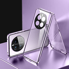 Funda Bumper Lujo Marco de Aluminio Espejo 360 Grados Carcasa para Huawei Mate 50 Morado