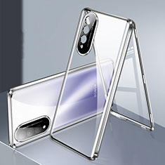 Funda Bumper Lujo Marco de Aluminio Espejo 360 Grados Carcasa para Huawei Nova 10z Plata