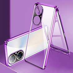 Funda Bumper Lujo Marco de Aluminio Espejo 360 Grados Carcasa para Huawei Nova 11i Morado