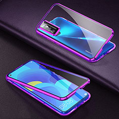 Funda Bumper Lujo Marco de Aluminio Espejo 360 Grados Carcasa para Huawei Nova 7 5G Morado