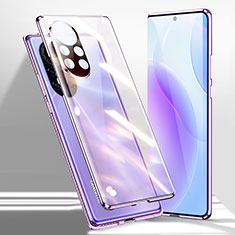 Funda Bumper Lujo Marco de Aluminio Espejo 360 Grados Carcasa para Huawei Nova 8 5G Morado