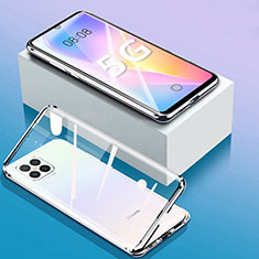 Funda Bumper Lujo Marco de Aluminio Espejo 360 Grados Carcasa para Huawei Nova 8 SE 5G Plata