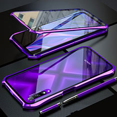 Funda Bumper Lujo Marco de Aluminio Espejo 360 Grados Carcasa para Huawei P Smart Pro (2019) Morado