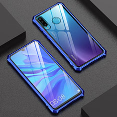 Funda Bumper Lujo Marco de Aluminio Espejo 360 Grados Carcasa para Huawei P30 Lite Azul