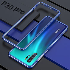 Funda Bumper Lujo Marco de Aluminio Espejo 360 Grados Carcasa para Huawei P30 Pro New Edition Azul