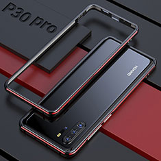 Funda Bumper Lujo Marco de Aluminio Espejo 360 Grados Carcasa para Huawei P30 Pro Rojo y Negro