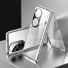 Funda Bumper Lujo Marco de Aluminio Espejo 360 Grados Carcasa para Huawei P50e Plata