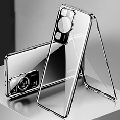 Funda Bumper Lujo Marco de Aluminio Espejo 360 Grados Carcasa para Huawei P60 Pro Negro