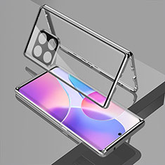 Funda Bumper Lujo Marco de Aluminio Espejo 360 Grados Carcasa para OnePlus 10T 5G Plata