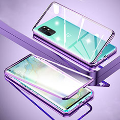 Funda Bumper Lujo Marco de Aluminio Espejo 360 Grados Carcasa para OnePlus 8T 5G Morado