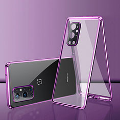 Funda Bumper Lujo Marco de Aluminio Espejo 360 Grados Carcasa para OnePlus 9 Pro 5G Morado