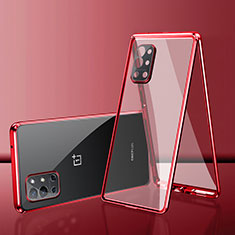 Funda Bumper Lujo Marco de Aluminio Espejo 360 Grados Carcasa para OnePlus 9R 5G Rojo