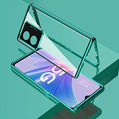 Funda Bumper Lujo Marco de Aluminio Espejo 360 Grados Carcasa para Oppo A1 5G Verde