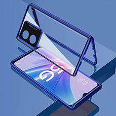 Funda Bumper Lujo Marco de Aluminio Espejo 360 Grados Carcasa para Oppo A1 Pro 5G Azul