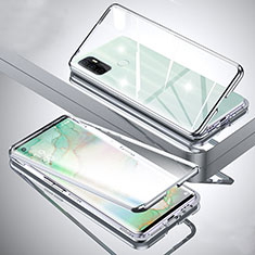 Funda Bumper Lujo Marco de Aluminio Espejo 360 Grados Carcasa para Oppo A11s Plata