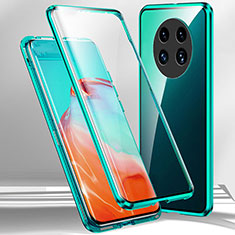 Funda Bumper Lujo Marco de Aluminio Espejo 360 Grados Carcasa para Oppo A2 Pro 5G Verde