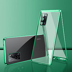 Funda Bumper Lujo Marco de Aluminio Espejo 360 Grados Carcasa para Oppo A55 5G Verde