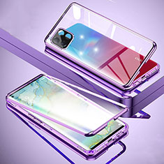 Funda Bumper Lujo Marco de Aluminio Espejo 360 Grados Carcasa para Oppo A72 5G Morado