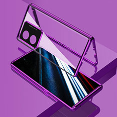 Funda Bumper Lujo Marco de Aluminio Espejo 360 Grados Carcasa para Oppo A78 4G Morado