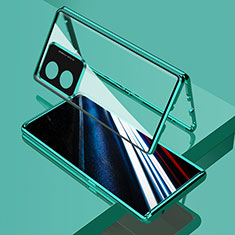 Funda Bumper Lujo Marco de Aluminio Espejo 360 Grados Carcasa para Oppo A78 4G Verde