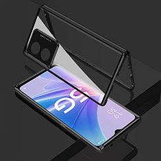 Funda Bumper Lujo Marco de Aluminio Espejo 360 Grados Carcasa para Oppo A78 5G Negro