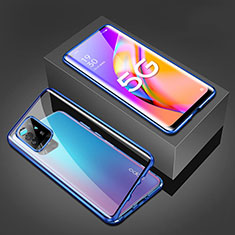 Funda Bumper Lujo Marco de Aluminio Espejo 360 Grados Carcasa para Oppo A94 5G Azul