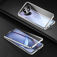 Funda Bumper Lujo Marco de Aluminio Espejo 360 Grados Carcasa para Oppo Ace2 Plata