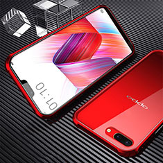 Funda Bumper Lujo Marco de Aluminio Espejo 360 Grados Carcasa para Oppo AX5 Rojo